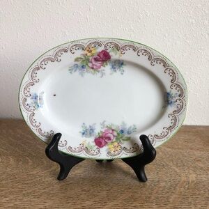 Miniature Floral Porcelain Platter Tray, Catchall Dish